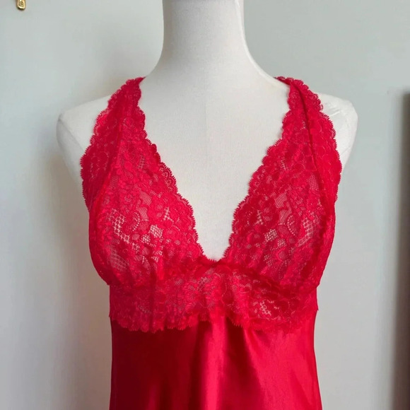 Victoria secret Red  Lace slip dress with lace and bow details M luxury coquette - Picture 6 of 8